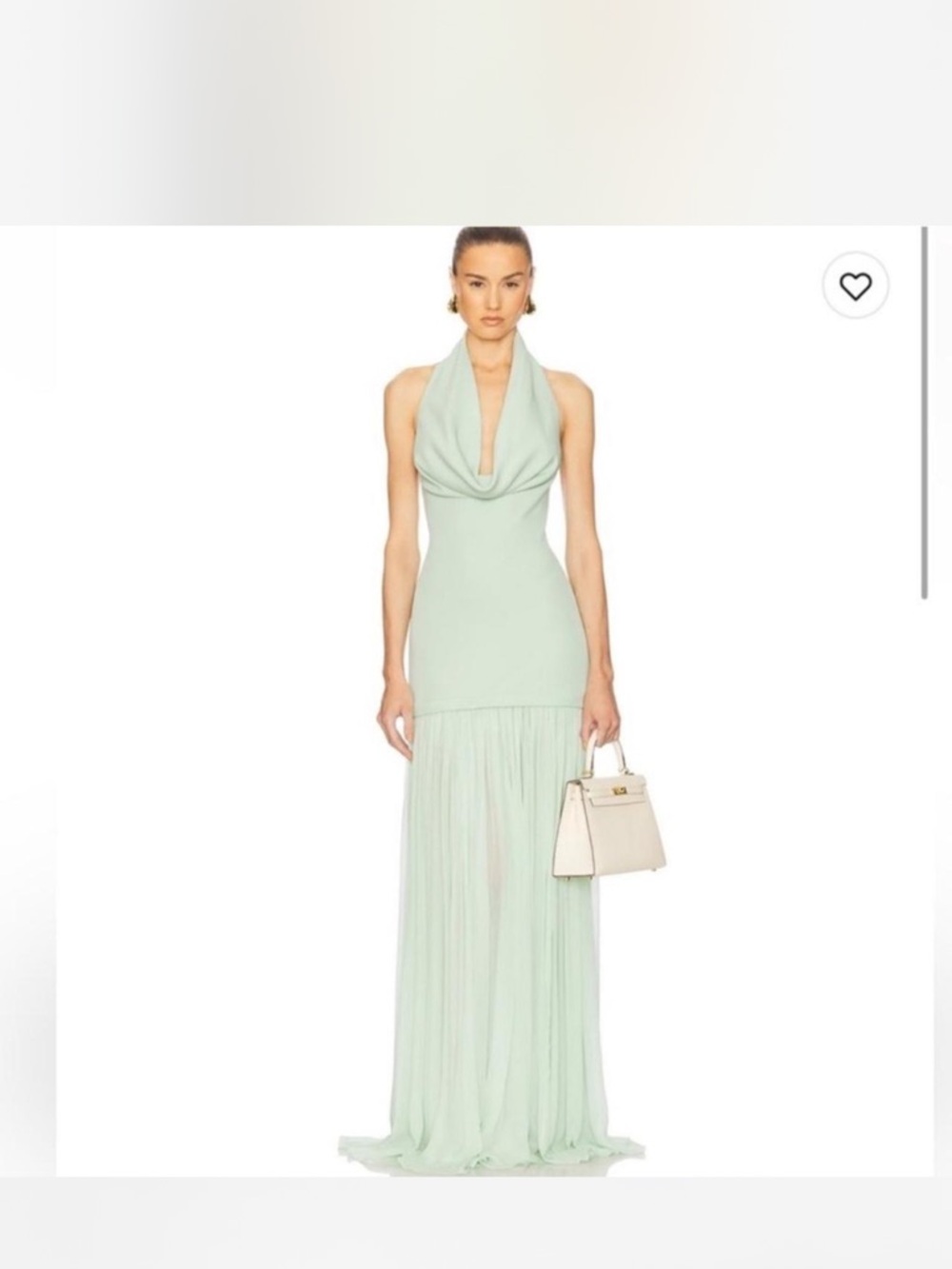 Sleeveless Mint Halter Maxi Dress with Cowl Neck